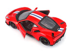 Bburago 1/24 Ferrari 488 Pista (19cm Long) - Red with stripe